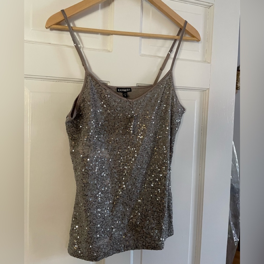 Express silver sequin top